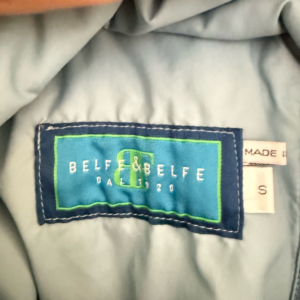 Vintage 90s Belfe & Belfe Popover Snowflake winter blue silky puffy Ski Jacket - Picture 7 of 13